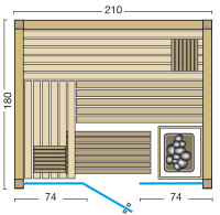 Sauna Panorama 180 Set - Finnischer Saunaofen